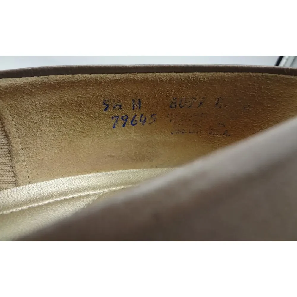 Hush Puppies Light Brown Taupe Leather Pumps Low Heel Round Toe Comfort 9.5M